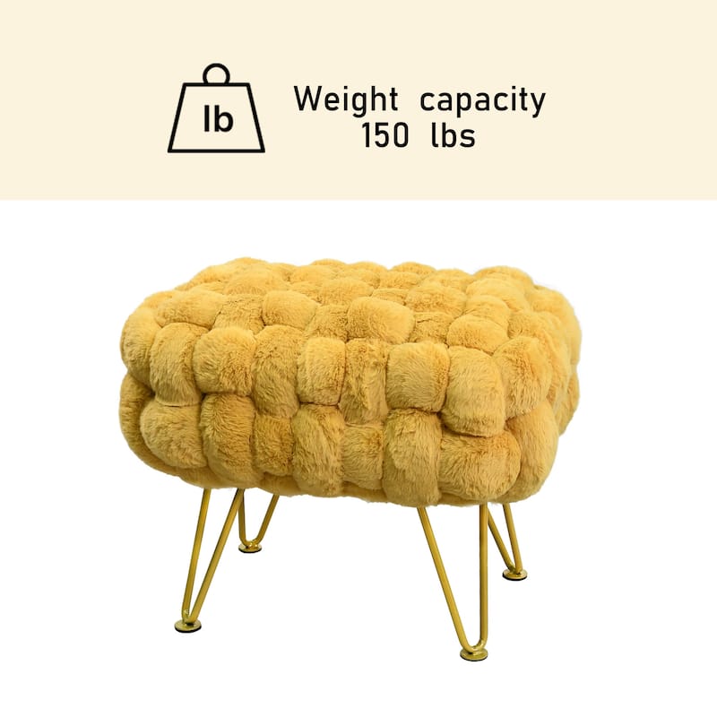 Soft Fauxfur Pouf Stool Ottoman Fuzzy Entryway Bench Seat 27"x20"x19"