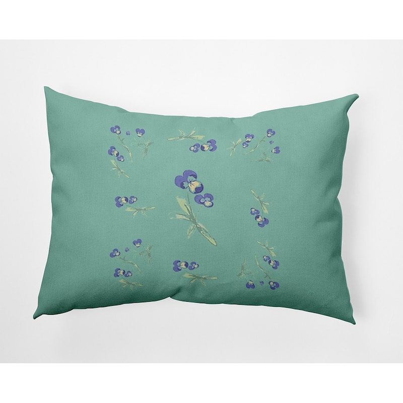 Violets Scattered Decorative Throw Pillow - Spring Green - 14" x 20"