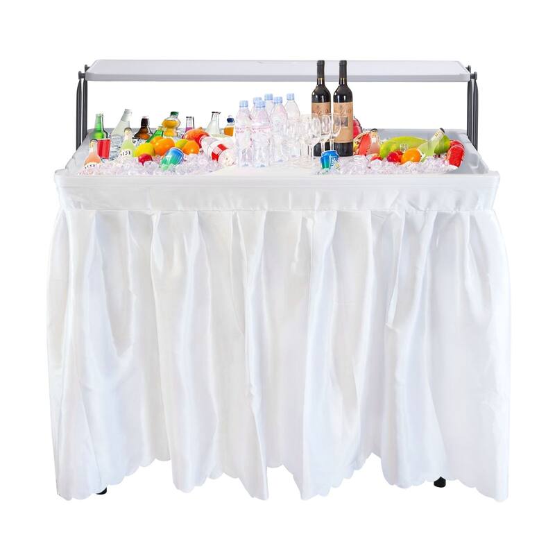 Portable Two-Tier Ice Cooler Table with Detachable Skirt