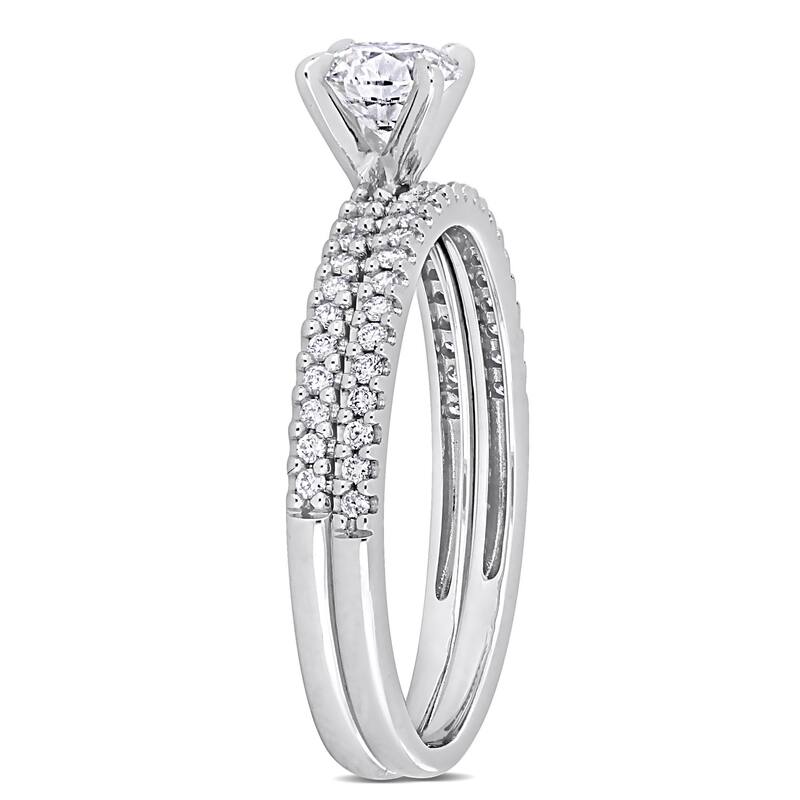 Miadora 3/4ct TDW Diamond Solitaire Bridal Ring Set in 14k White Gold