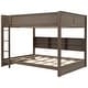preview thumbnail 9 of 26, Queen Over Queen Bunk Bed with Storage Cabinets, Wooden Storage Bunk Bed Frame with Charging Station & Safety Guaranteed