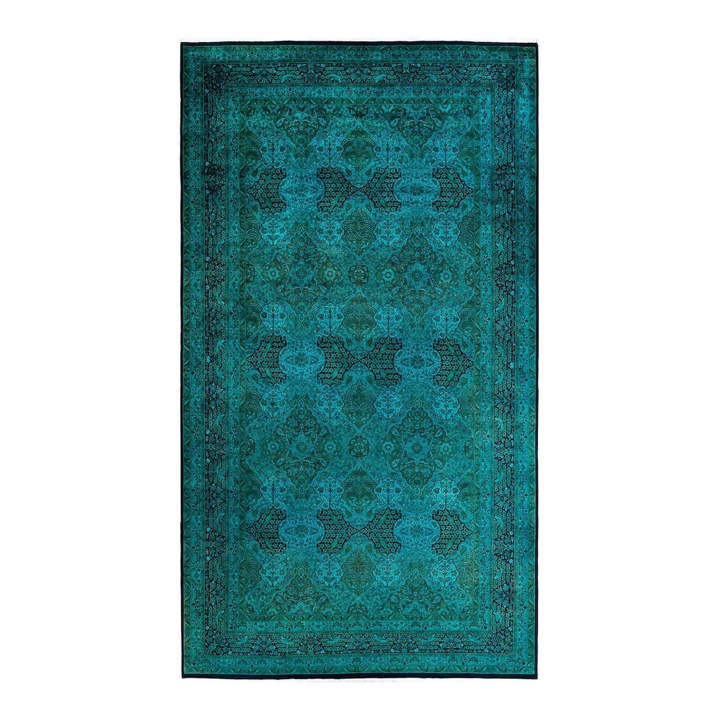 Overdyed, One-of-a-Kind Hand-Knotted Area Rug - Blue - 9' 3" x 16' 0"