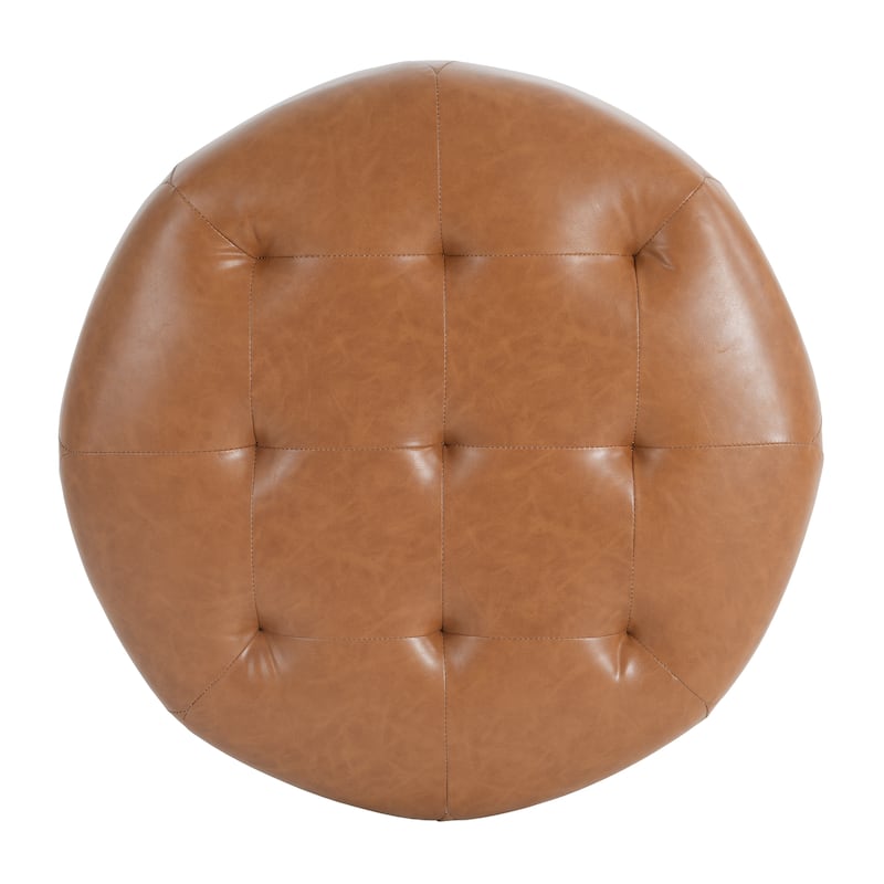 Christopher Knight Home PU Leather Button Tufted Round Ottoman