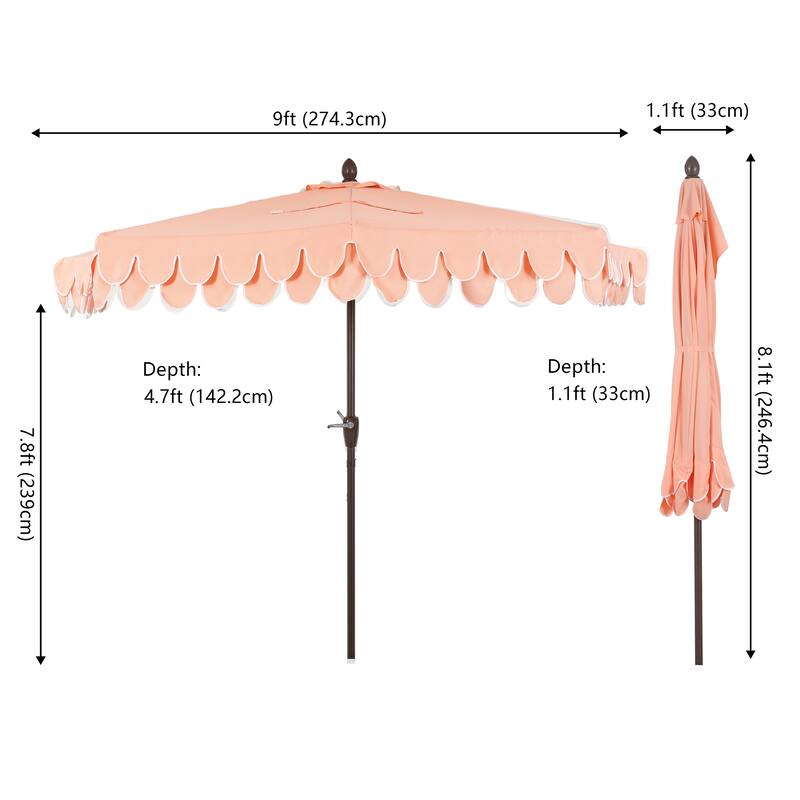 9 ft Market Patio Half Umbrella with Crank, Tilt Button and UV Protection