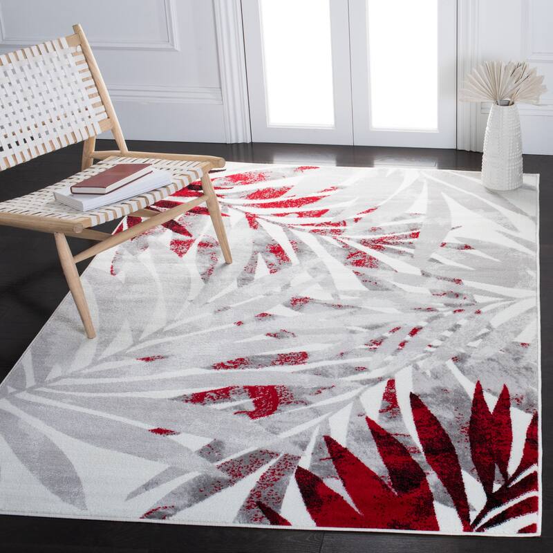 SAFAVIEH Skyler Leanna Distressed Tropical Watercolor Rug - 6' x 9' - Grey/Red