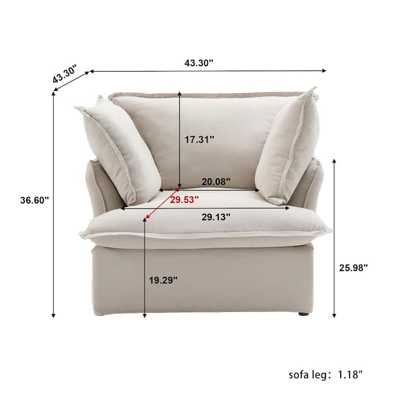 43'' Velvet Upholstery Single Sofa