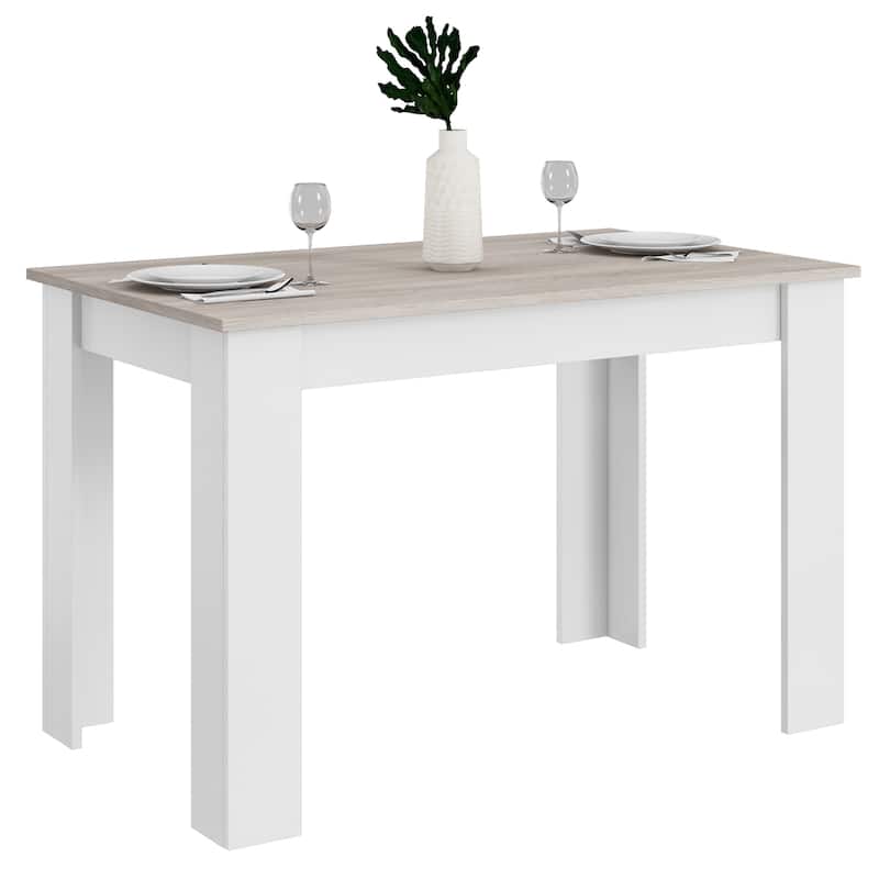 Costway Dining Table 47 Inch Kitchen Dining Table Rectangular for - Light Grey