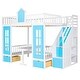preview thumbnail 5 of 7, Blue Full Pine Bunk Bed with Changeable Table, Storage Staircase, Drawers