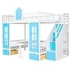 preview thumbnail 5 of 7, Blue Full-over-Full Bunk Bed with Upper Bed & Desk