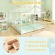 preview thumbnail 9 of 7, White Twins House Double Floor Bed with Safety Guardrails and 14 Plywood Slats - 82" x 81" x 70" (L x W x H)