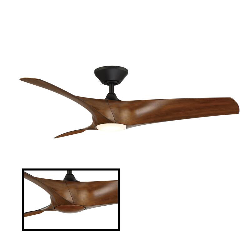 Zephyr Indoor and Outdoor 3-Blade Smart Ceiling Fan 52in with 3000K LED Light Kit and Remote Control with Wall Cradle
