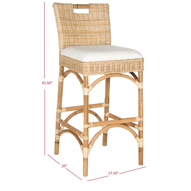 SAFAVIEH 17.75-inch Fremont Natural Woven Barstool. - 17" W x 16" D x 43" H