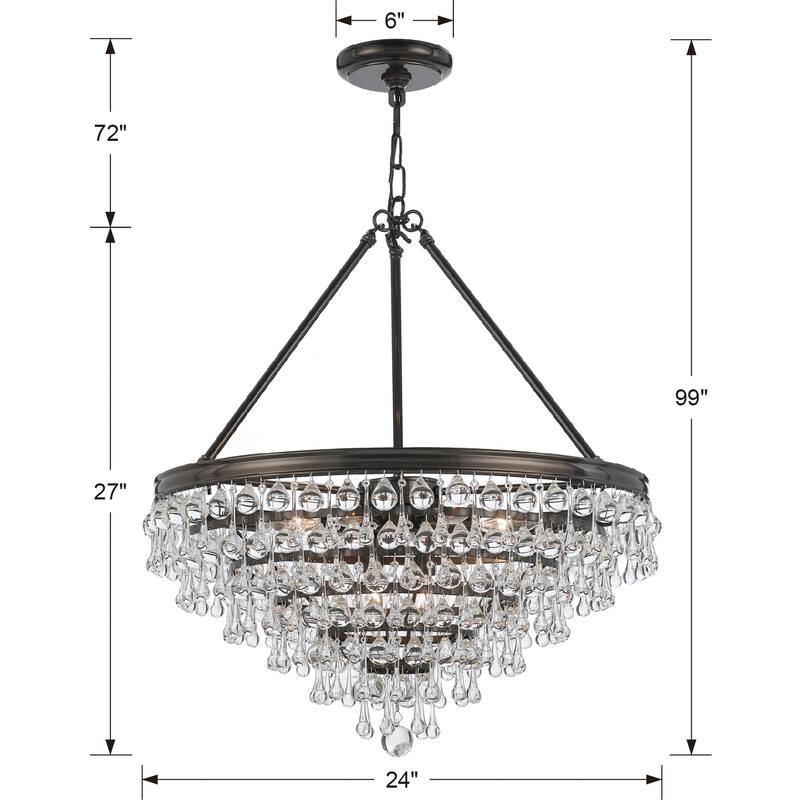 Calypso 8 Light Crystal Teardrop Bronze Chandelier - 25'' W x 27'' H