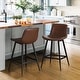 preview thumbnail 41 of 103, LUE BONA Modern Industrial Counter Stools Faux Leather Upholstered Counter Height Bar tools with Back Set of 2 - Dark Brown-24 in. - Counter Height
