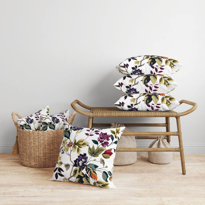 Majestic Gardens Faux Suede Reversible Throw Pillow White and Blue