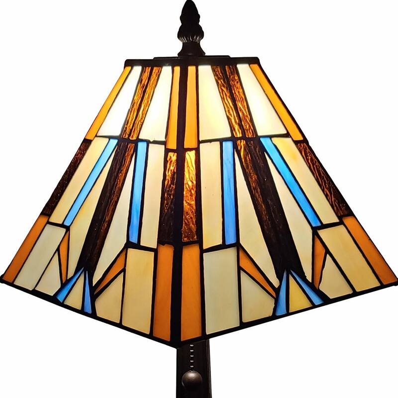 HomeRoots 16" Tiffany Style Mission Style Squared Shade Table Lamp - 14