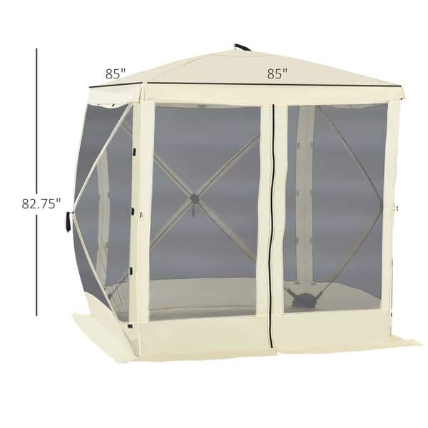 dimension image slide 0 of 2, Outsunny 7'x7' Pop Up Camping Canopy Tent with Ventilating Mesh Screen, Portable Carry Bag for Outdoor Party