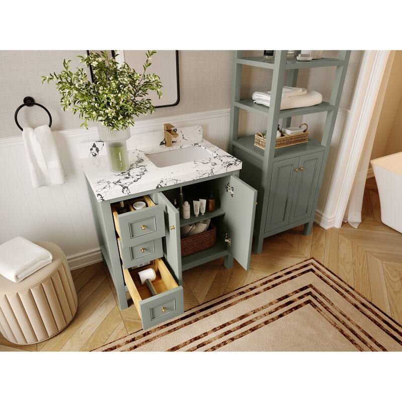 Willow Collections 36 in. W x 22 in. D Nashville Right Offset Sink Bathroom Vanity with Countertop