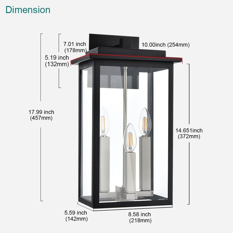 Outdoor Light Fixutre Farmhouse Wall Lantern Sconce with Clear Glass