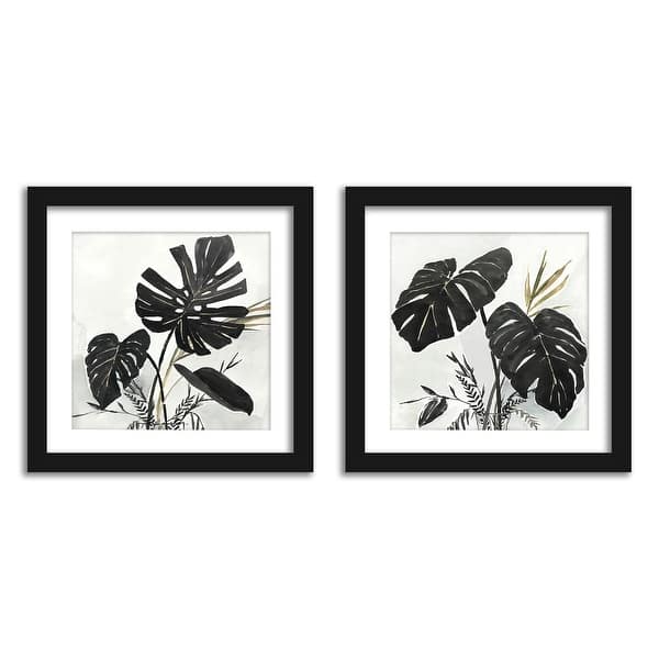 Black Monstera Leaves By Pi Creative 2 Piece Framed Wall Art Set - Bed ...