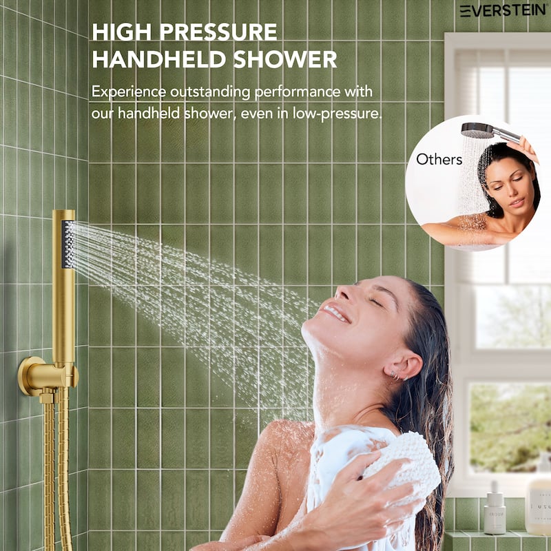 Pressure Balance 3-Functions Shower Head System 10" Shower Faucet Set with Tub Faucet Spout