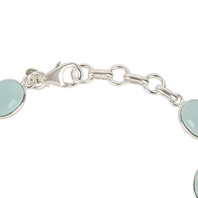 925 Sterling Silver Aqua Chalcedony Bracelet