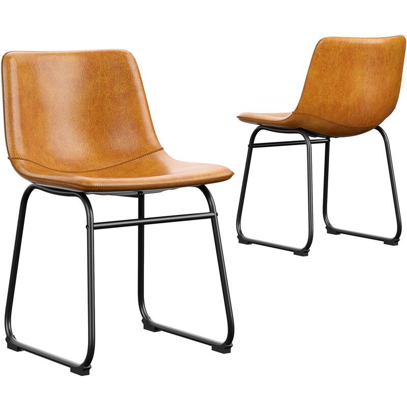 Bar Stools Faux Leather Counter Stools with Back Armless Dining Chairs (Set of 2)