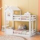 preview thumbnail 1 of 7, White Twin over Twin Bunk Bed with Roof, Window & Ladder White