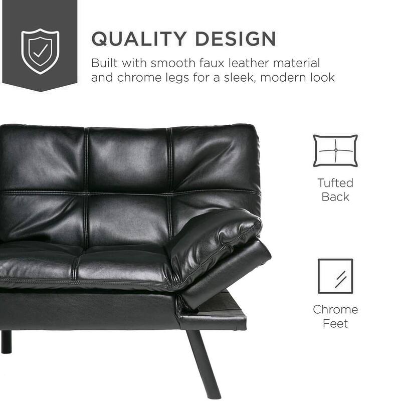 Convertible Sofa Bed Faux Leather futons Couch Memory Foam Sleeper