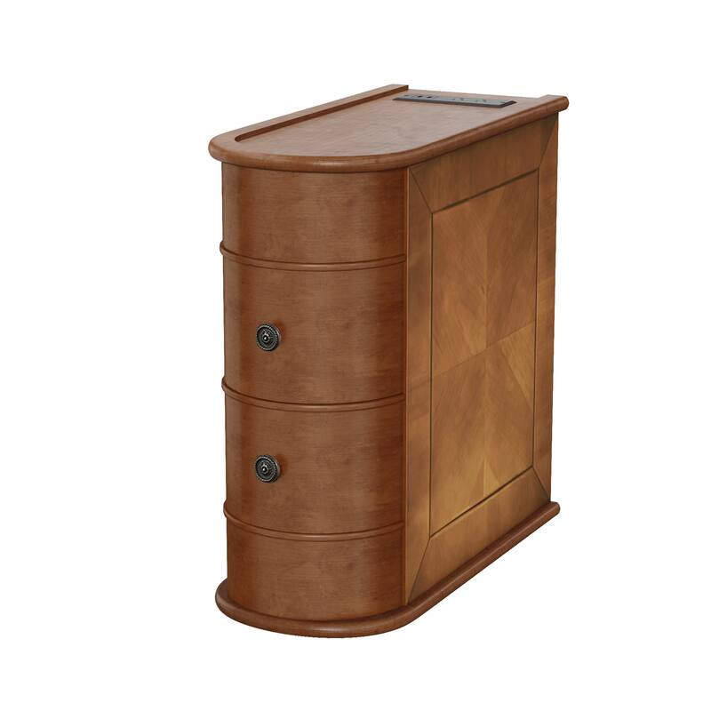 End Table with Charging Station,Sofa Side Table with Drawers, No Assembly Required