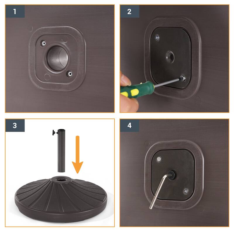 LIVOOSUN 57-90lbs Dark Brown HDPE Plastic Patio Market Umbrella Base