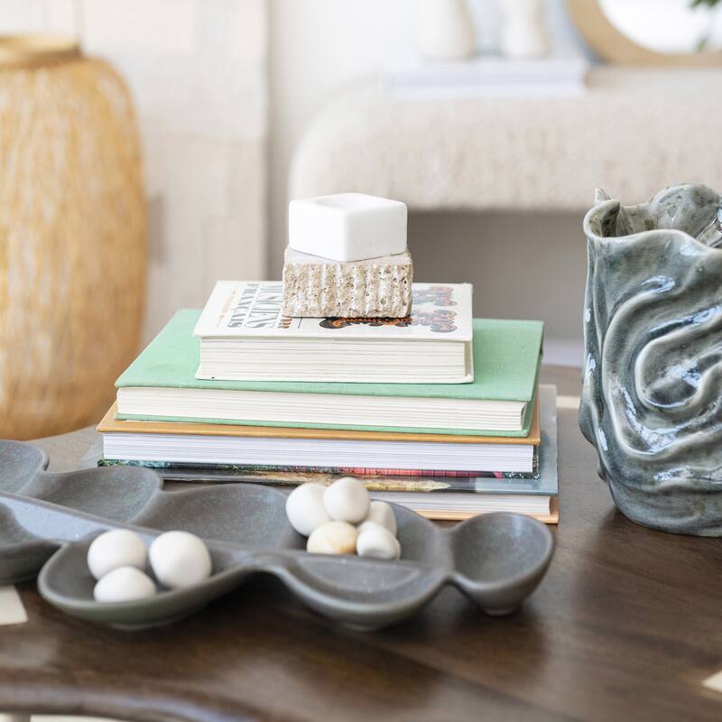 Stoneware Organic Shaped Vase with Crackle Glaze