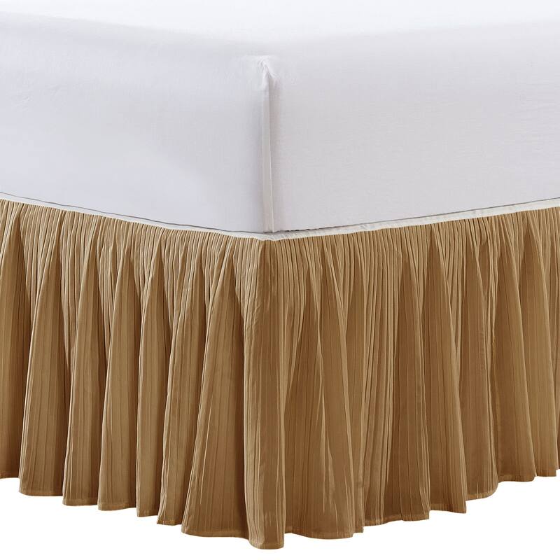 Serenta Pleated Bedskirt 18" Drop - 32 Color Options - King - tannin