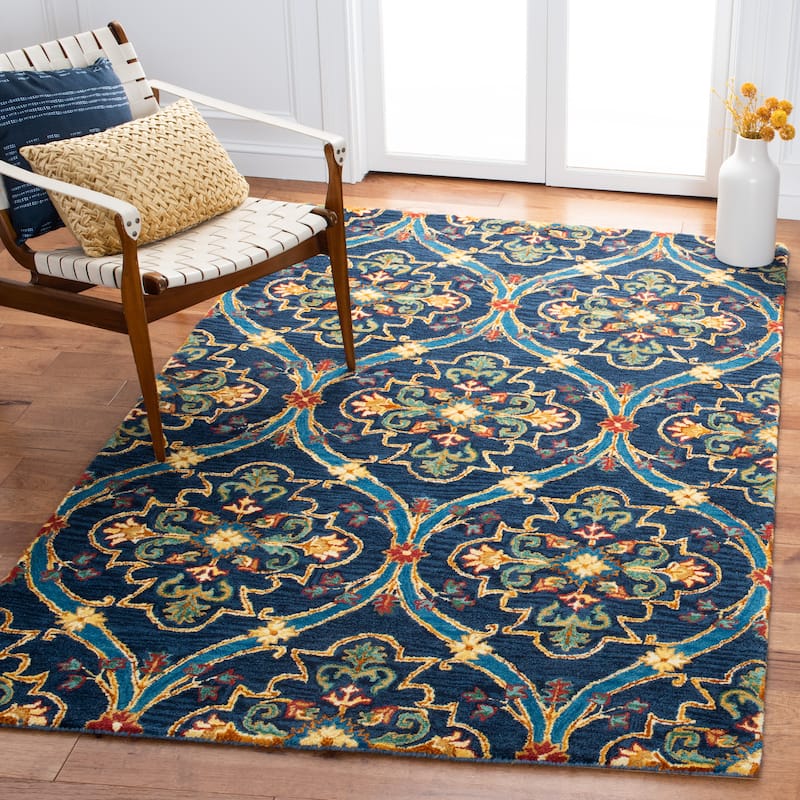 SAFAVIEH Handmade Heritage Argyle Traditional Wool Rug - 4' x 6' - Navy/Yellow