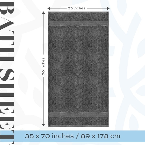 dimension image slide 3 of 19, White Classic Luxury Cotton Oversized Bath Sheet 35x70 - Set of 2