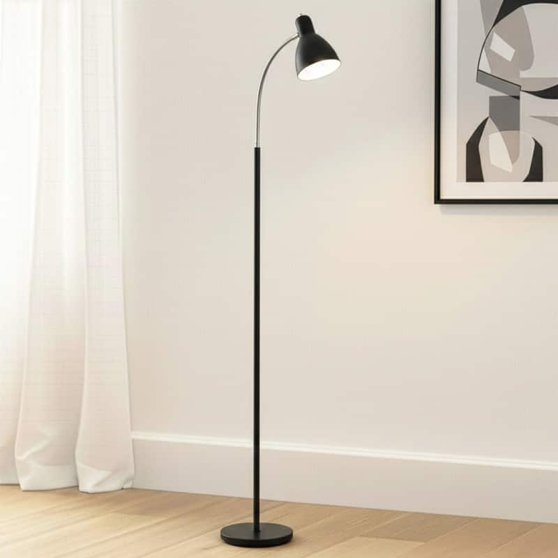 Brightech Avery 63 in. Classic Black Industrial 3-Way Dimming LED Floor Lamp with Black Metal Cone Shade