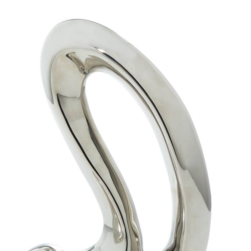 Silver Ceramic Swirl Abstract Decorative Sculpture with Black Base