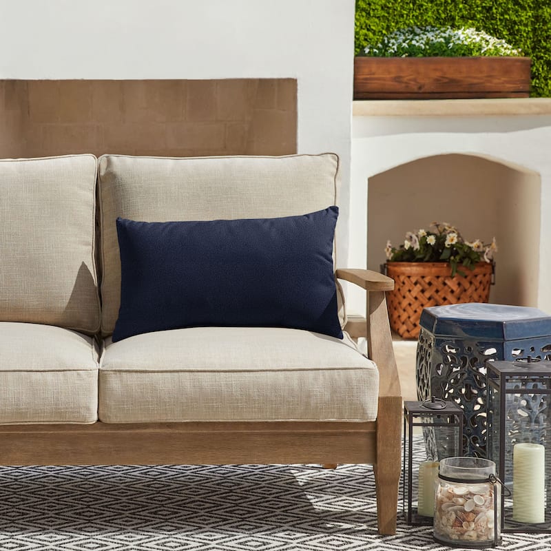 Sorra Home Valdese Boucle Pillow Single - 16 in H x 26 in W x 6 in D - Navy
