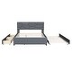 preview thumbnail 24 of 28, Linen Fabric Platform Bed with Brick Pattern Headboard, with Twin XL Trundle and 2 Drawers, Queen Size