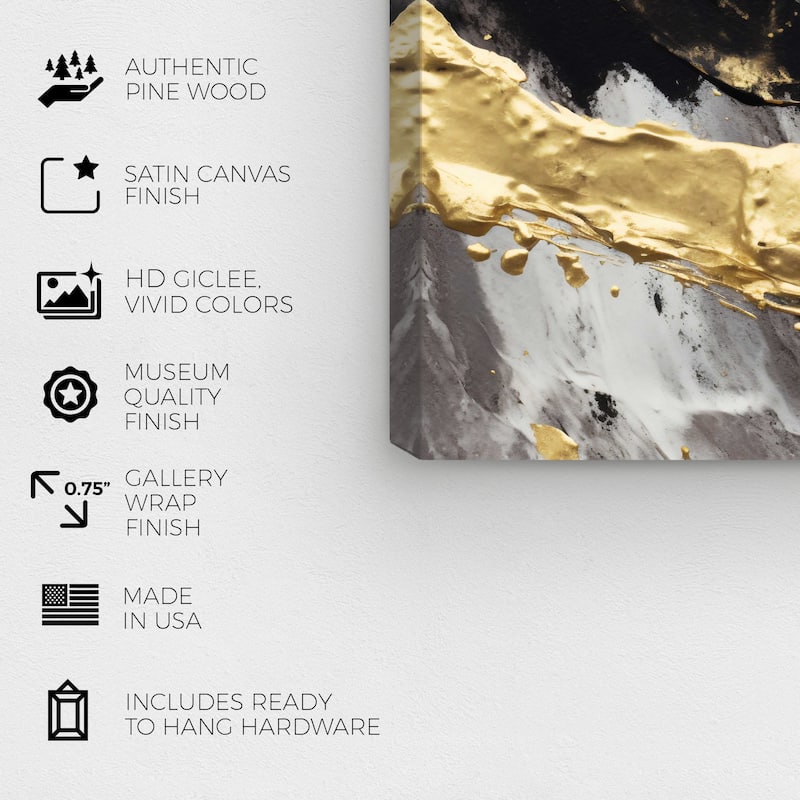 Wynwood Studio Abstract Coal Treasures Gold and Modern & Contemporary Wall Art Canvas Print