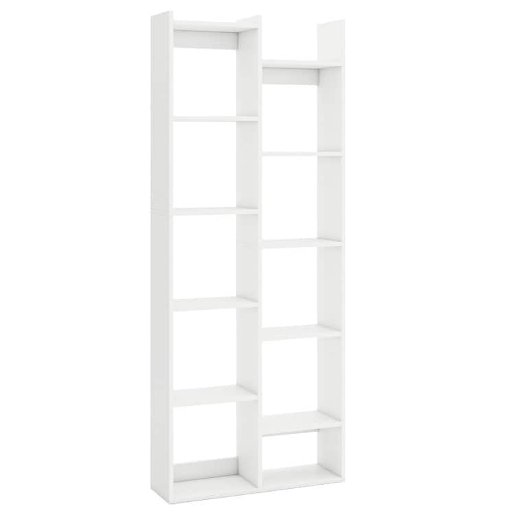 11-Tier Tree-Shaped Bookshelf – Modern Engineered Wood Display Rack