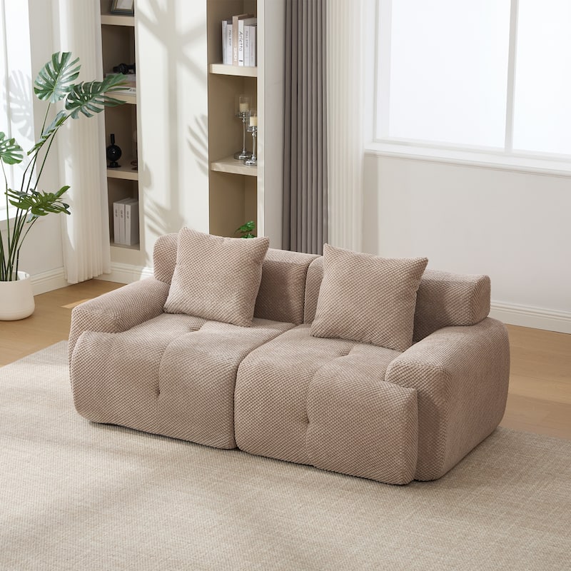 73.2"W Modern Upholstered Loveseat Sofa with 2 Pillows,Fluffy Compressed Sofa, No assembly required