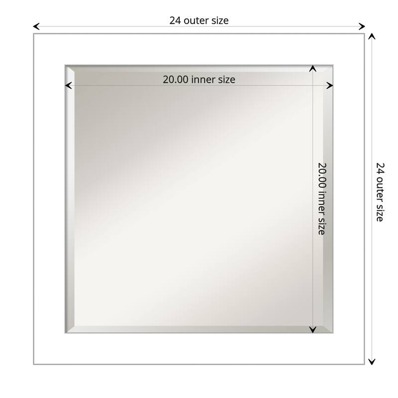 Beveled Bathroom Wall Mirror - Wedge White Frame - Wedge White - Outer Size: 24 x 24 in