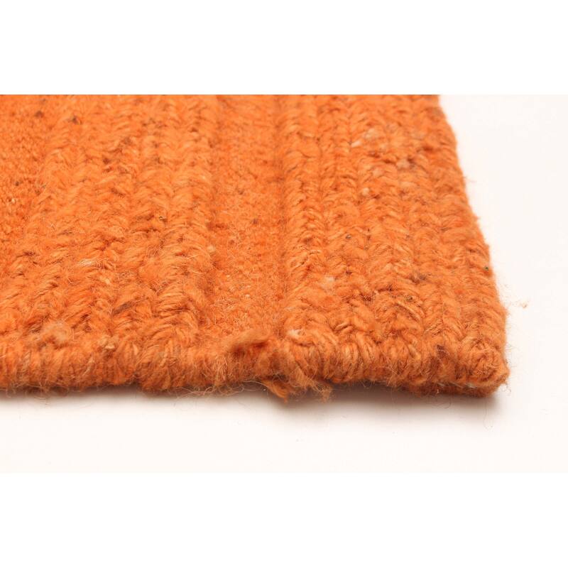 ECARPETGALLERY Flat-Weave Natural Burnt Orange Wool Tapestry Kilim - 6'3 x 6'10