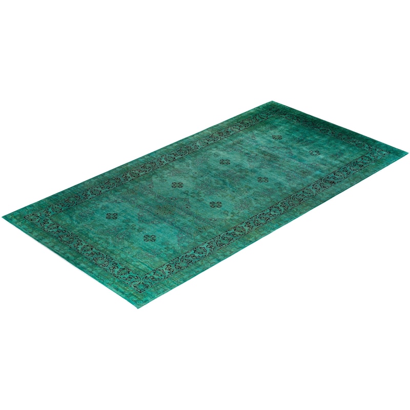 Overdyed, One-of-a-Kind Hand-Knotted Area Rug - Blue - 8' 2" x 16' 9"