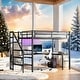 preview thumbnail 1 of 8, Luxury Full XL Size Loft Bed with L-shaped Desk and USB, Metal Loft Bed with Wardrobe, Adjustable Shelf & LED, Black Black