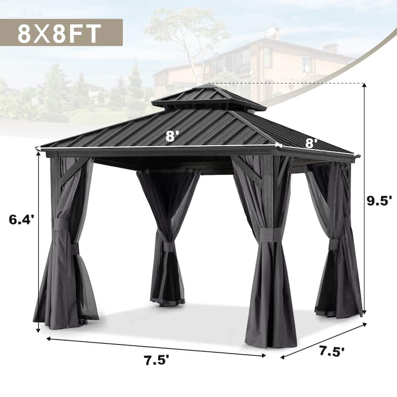 ABCCANOPY Outdoor Hardtop Gazebo with Galvanized Steel Double Roof