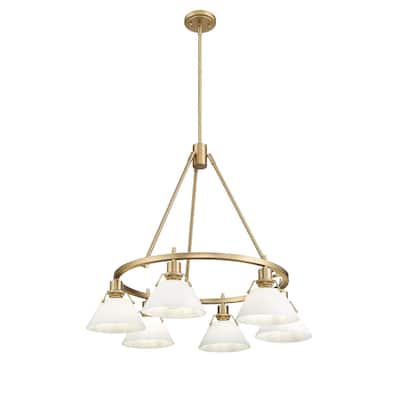 Orwell 6-Light Chandelier in Brushed Champagne Bronze with Opal Glass - Gold