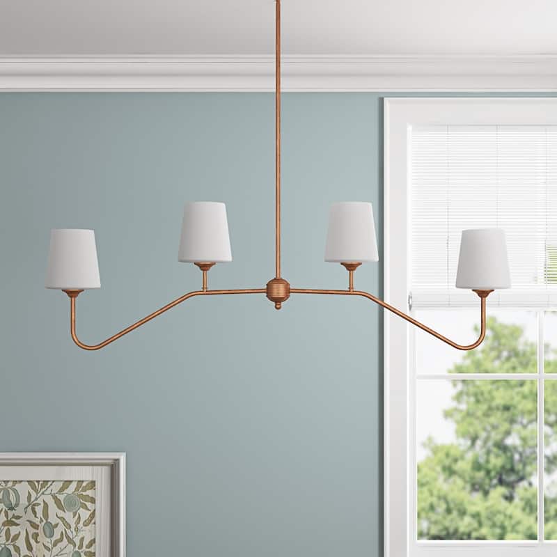 Modern 4-Light Kitchen Island Chandelier with Milky White Glass Shades - Gold