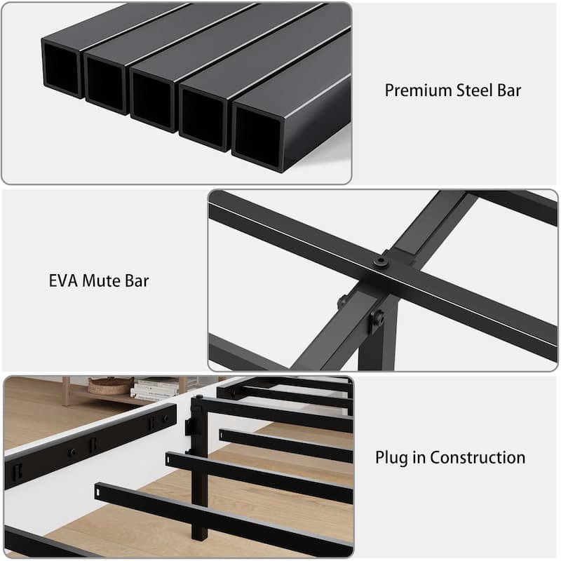 Wooden Bed Frame, Platform Bed with Large Under Bed Storage Space